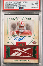 2011 PLAYOFF NATIONAL TREASURES ROOKIE BRAND LOGOS SIGNATURES FOOTBALL COLIN KAEPERNICK ROOKIE BRAND LOGO SIG. #5 NM-MT 8